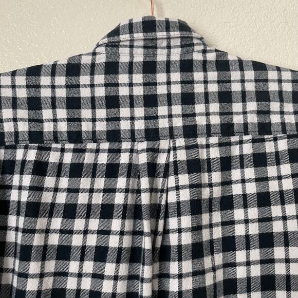 Madewell Top Womens Medium Black White Bridgeport Check Flannel Shirt Button Up - Picture 7 of 12